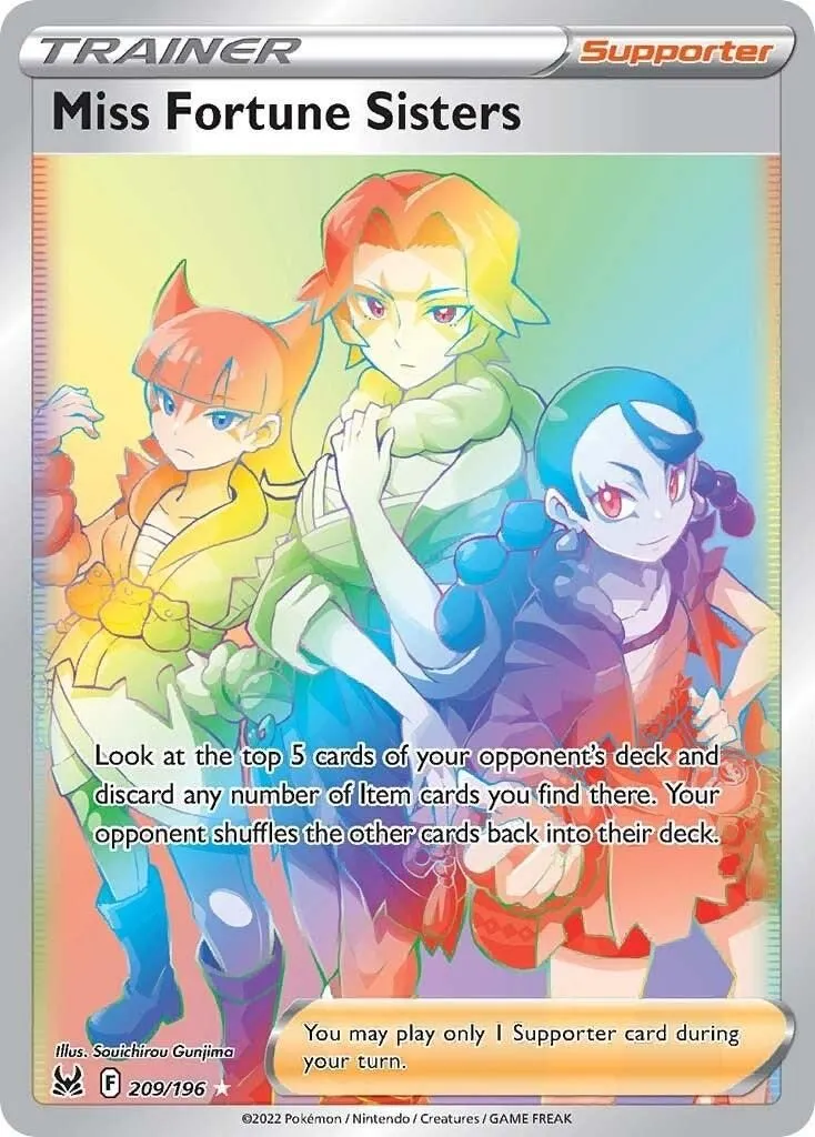 Miss Fortune Sisters (Secret) 209/196 SWSH11: Lost Origin Secret Rare Pokemon
