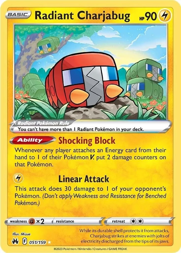Radiant Charjabug 051/159 SWSH: Crown Zenith Radiant Rare Pokemon