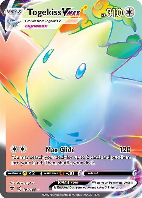 Togekiss VMAX (Secret) 191/185 SWSH04: Vivid Voltage Secret Rare Pokemon