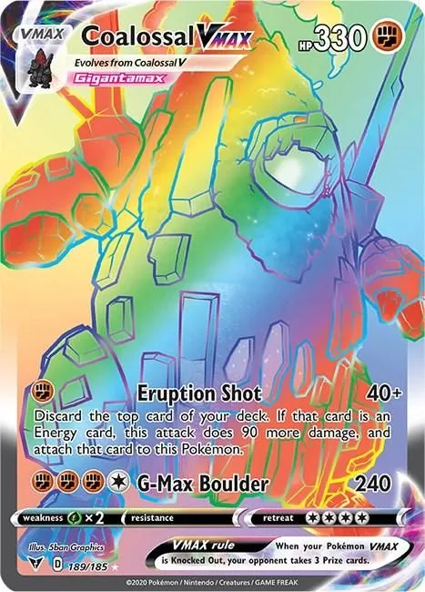 Coalossal VMAX (Secret) 189/185 SWSH04: Vivid Voltage Secret Rare Pokemon