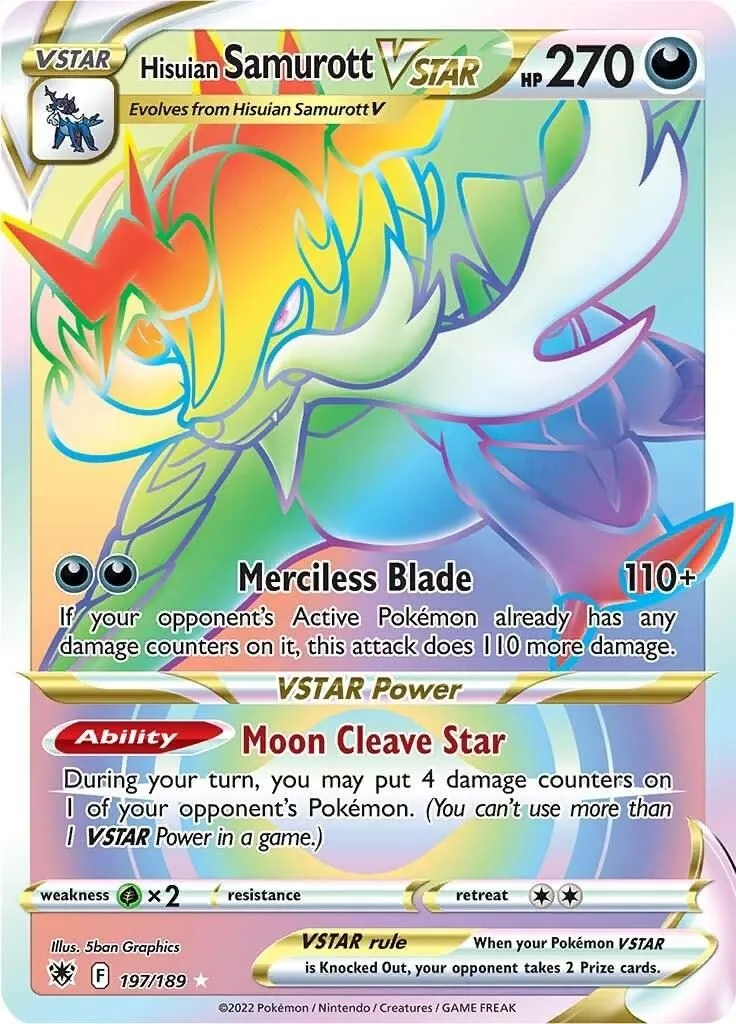 Hisuian Samurott VSTAR (Secret) 197/189 SWSH10: Astral Radiance Secret Rare Pokemon