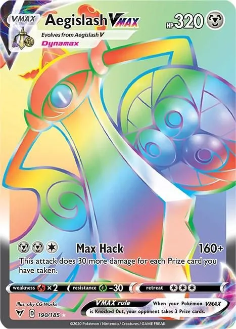 Aegislash VMAX (Secret) 190/185 SWSH04: Vivid Voltage Secret Rare Pokemon