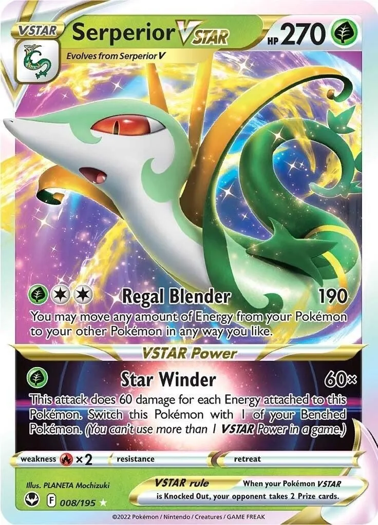 Serperior VSTAR 008/195 SWSH12: Silver Tempest Ultra Rare Pokemon