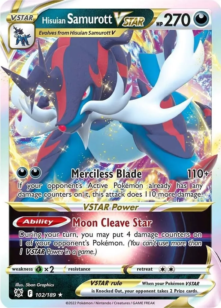 Hisuian Samurott VSTAR 102/189 SWSH10: Astral Radiance Ultra Rare Pokemon