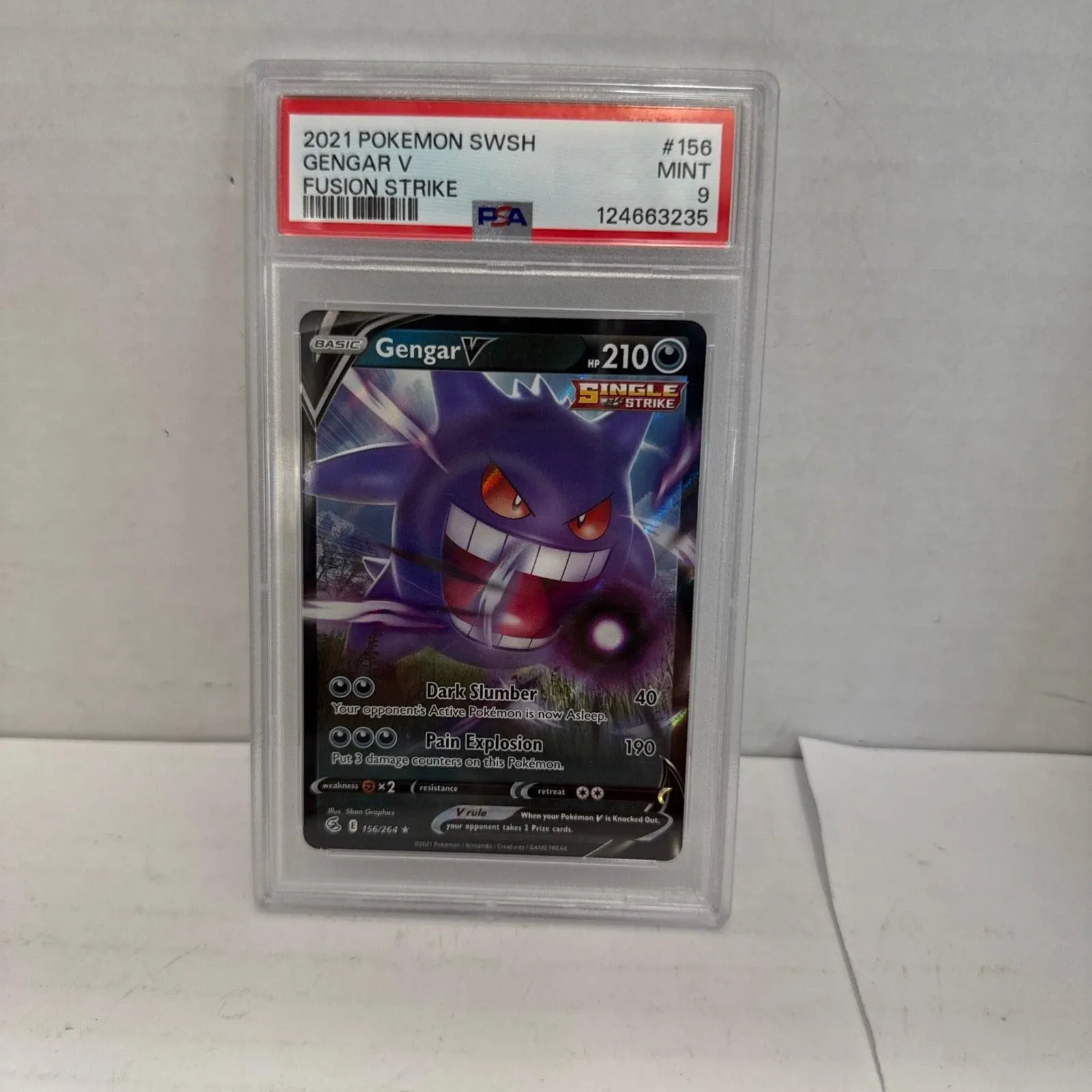 Pokemon TCG Gengar V 156/264 Fusion Strike Holo Ultra Rare PSA 9 (2021)
