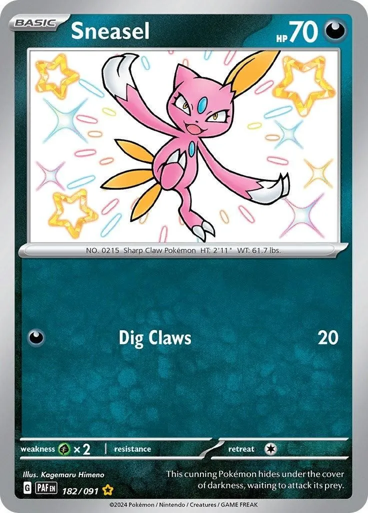 Sneasel 182/091 SV: Paldean Fates Shiny Rare Pokemon