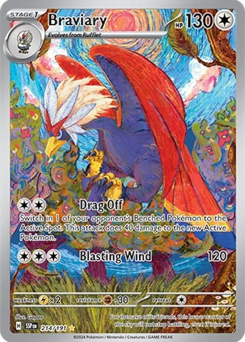 Braviary - 214/191 SV08: Surging Sparks Illustration Rare Pokemon