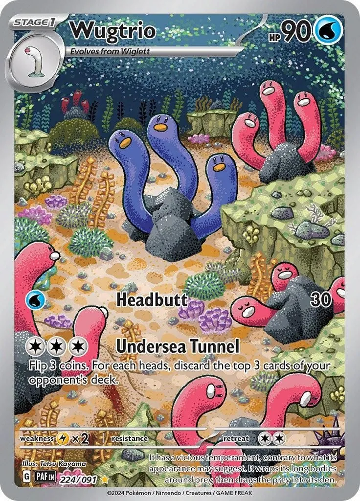 Wugtrio - 224/091 SV: Paldean Fates Illustration Rare Pokemon