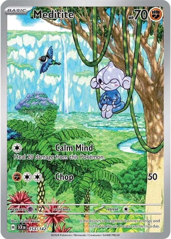 Meditite - 153/142 SV07: Stellar Crown Illustration Rare Pokemon
