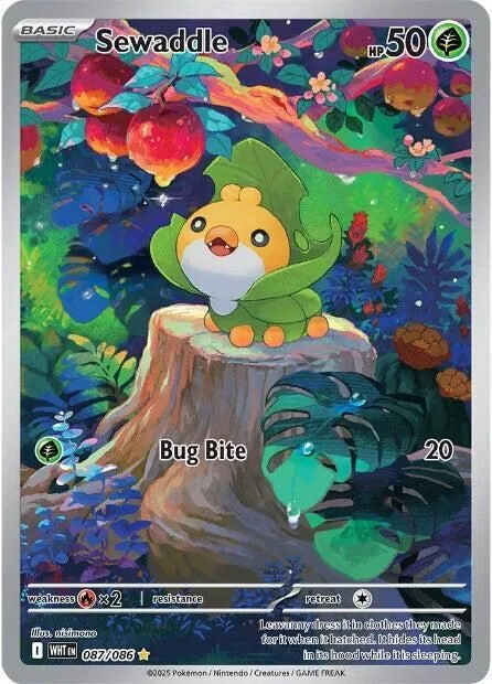 Sewaddle - 087/086 SV: White Flare Illustration Rare Pokemon