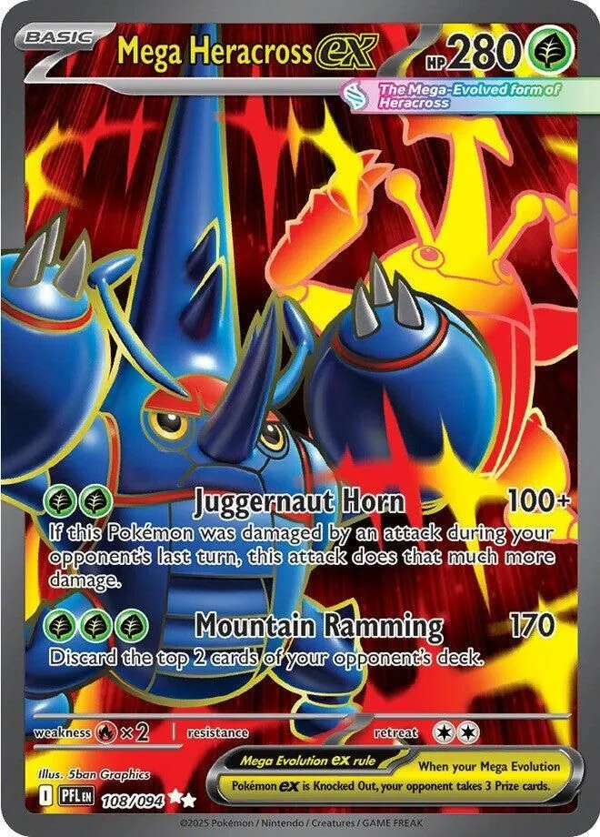 Mega Heracross ex - 108/094 ME02: Phantasmal Flames Ultra Rare Pokemon