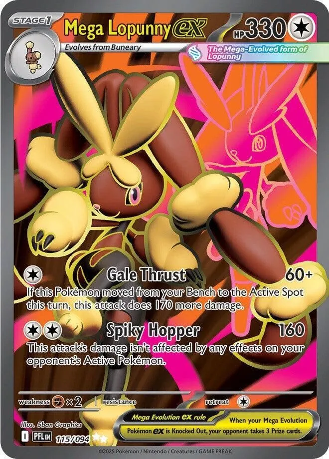Mega Lopunny ex - 115/094 ME02: Phantasmal Flames Ultra Rare Pokemon