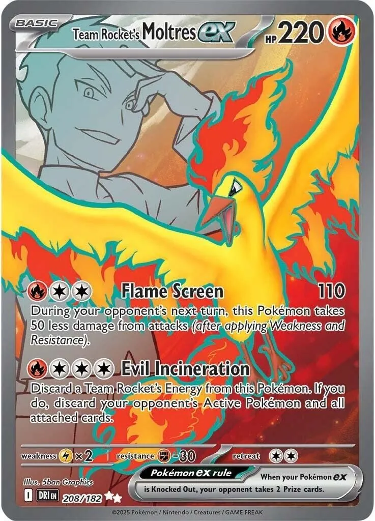 Team Rocket's Moltres ex - 208/182 SV10: Destined Rivals Ultra Rare Pokemon