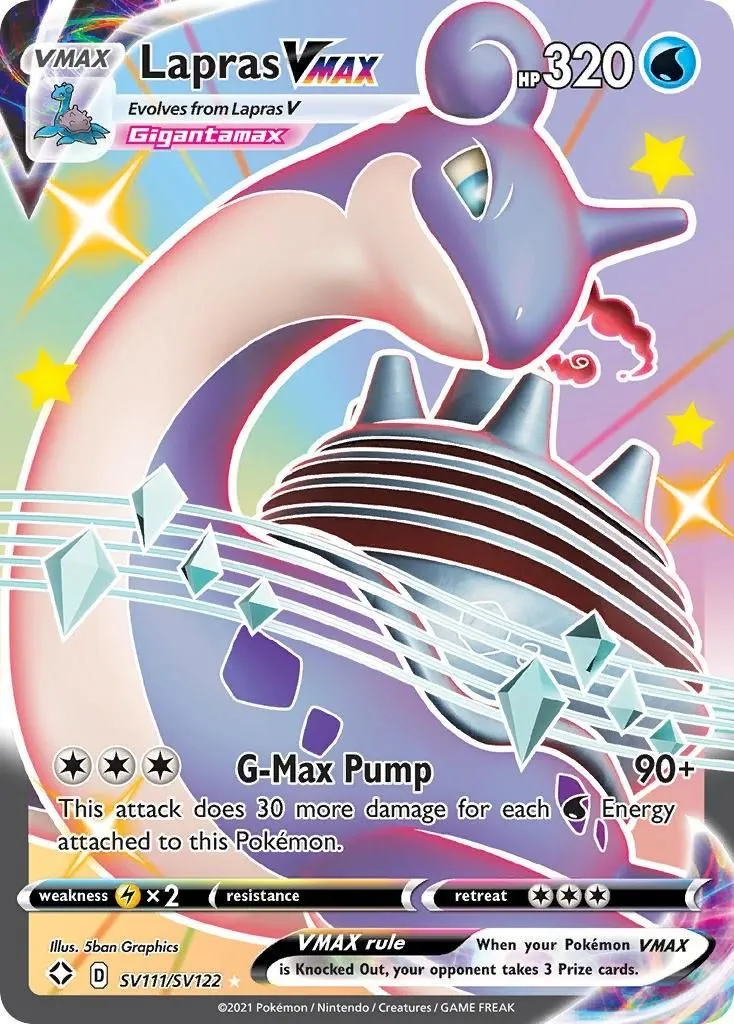 Lapras VMAX SV111/SV122 Shining Fates: Shiny Vault Shiny Holo Rare Pokemon