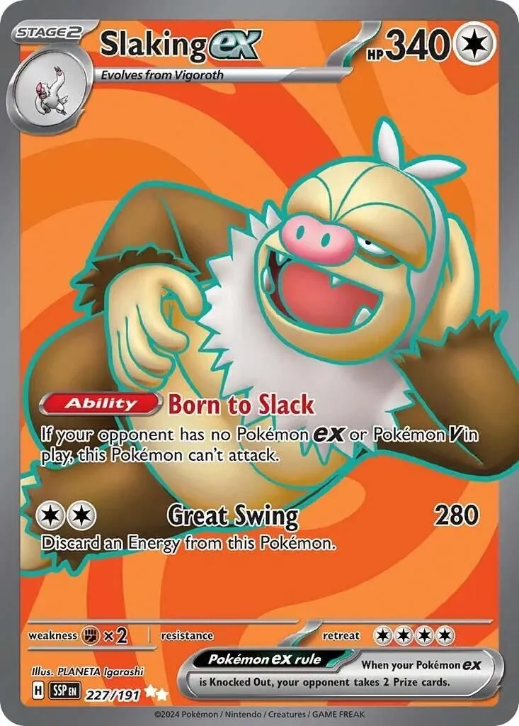 Slaking ex - 227/191 SV08: Surging Sparks Ultra Rare Pokemon