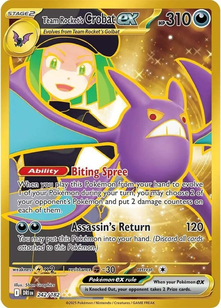 Team Rocket's Crobat ex - 242/182 SV10: Destined Rivals Hyper Rare Pokemon