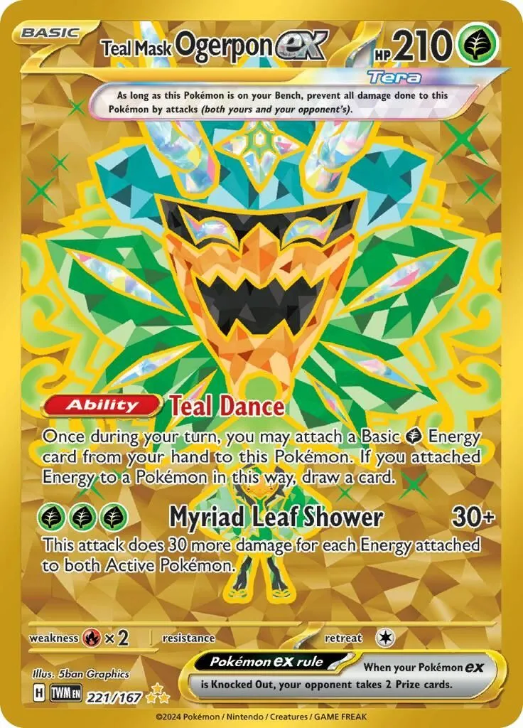 Teal Mask Ogerpon ex - 221/167 SV06: Twilight Masquerade Hyper Rare Pokemon