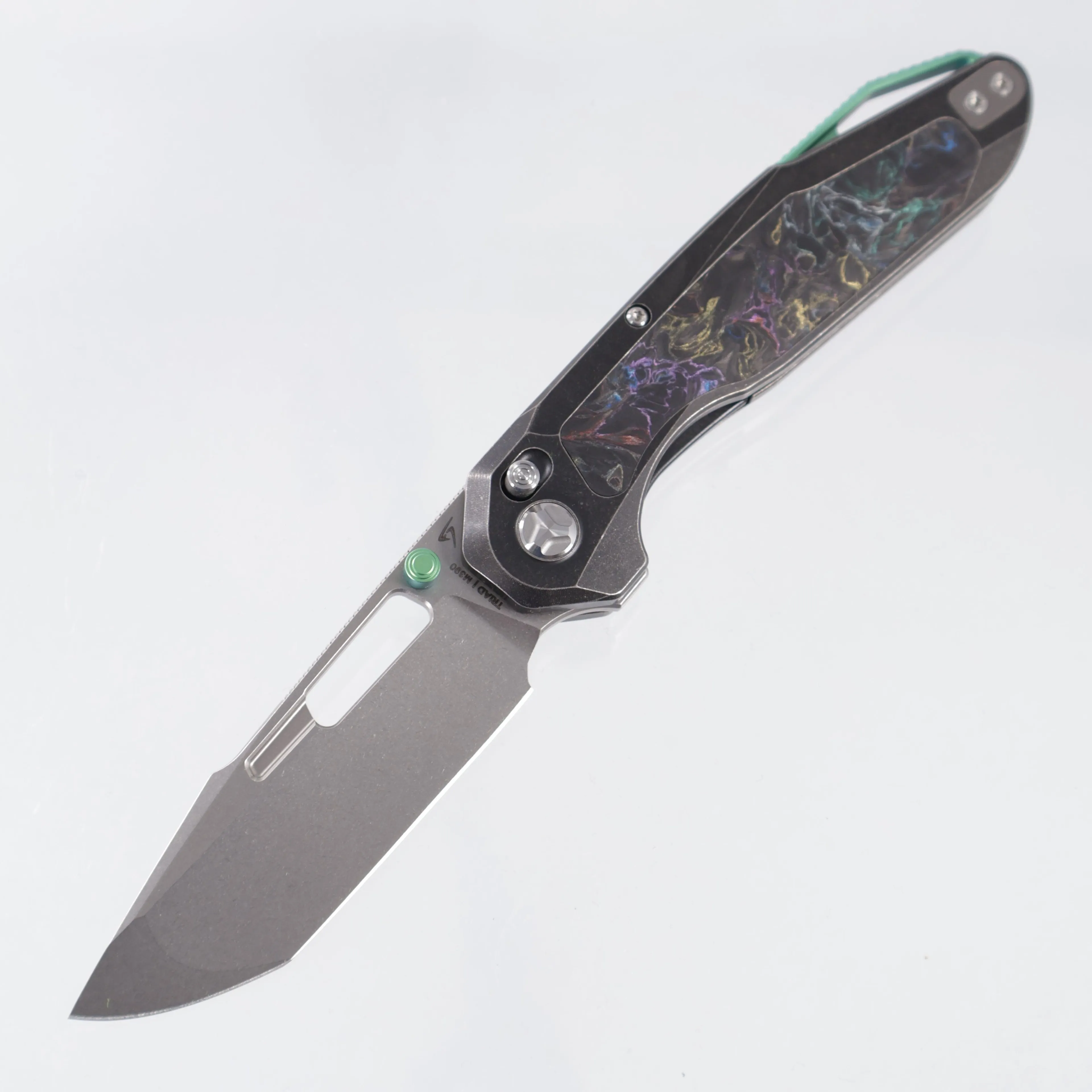 Ketuo Triad TC - Black Stonewash Titanium w/ Multi-Color Carbon Fiber Inlays - Stonewash M390 - RGB/SW