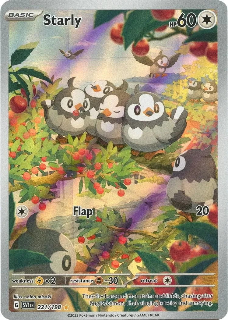 Starly - 221/198 SV01: Scarlet & Violet Base Set Illustration Rare Pokemon