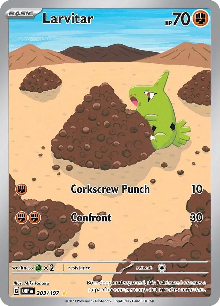 Larvitar - 203/197 SV03: Obsidian Flames Illustration Rare Pokemon