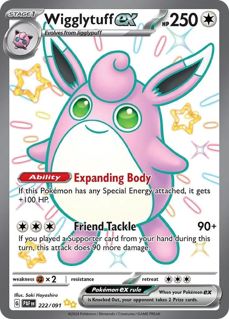Wigglytuff ex 222/091 SV: Paldean Fates Shiny Ultra Rare Pokemon