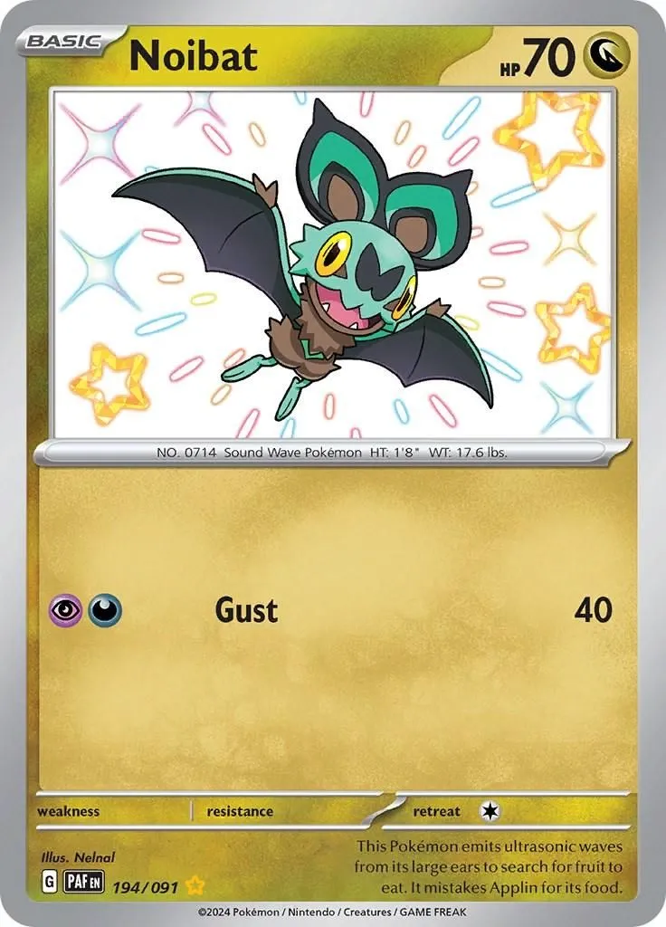 Noibat - 194/091 SV: Paldean Fates Shiny Rare Pokemon
