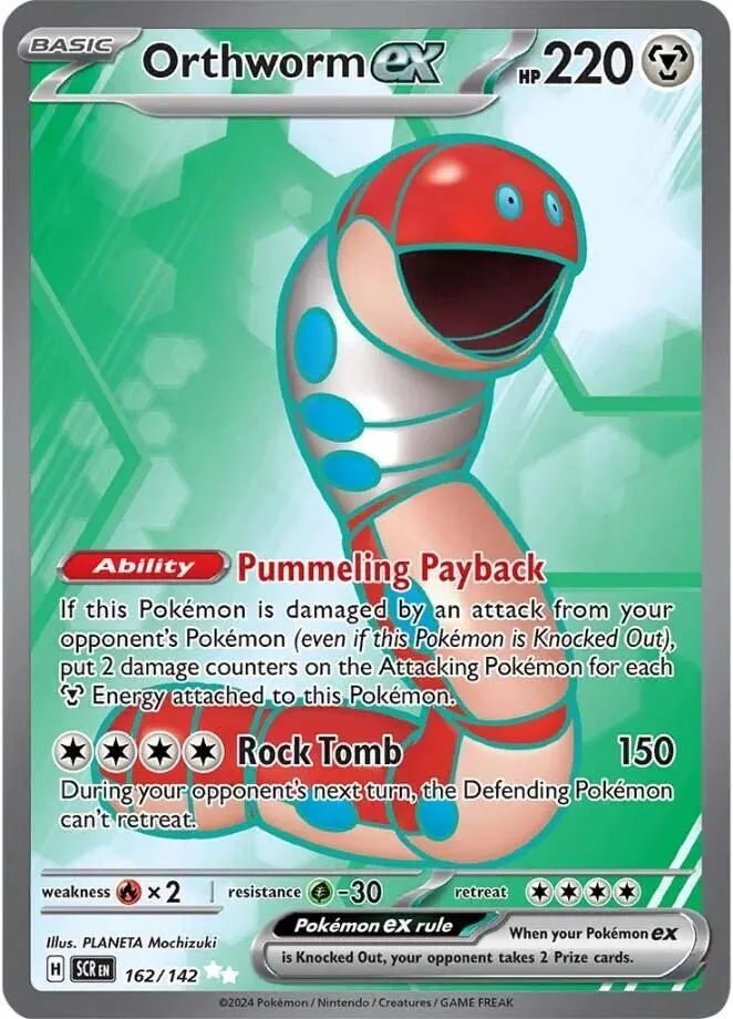 Orthworm ex - 162/142 SV07: Stellar Crown Ultra Rare Pokemon