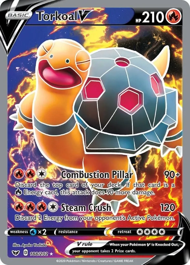 Torkoal V (Full Art) 188/202 SWSH01: Sword & Shield Base Set Ultra Rare Pokemon
