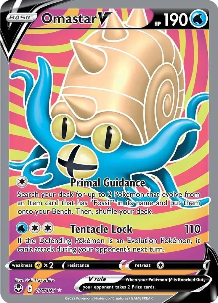 Omastar V (Full Art) 174/195 SWSH12: Silver Tempest Ultra Rare Pokemon