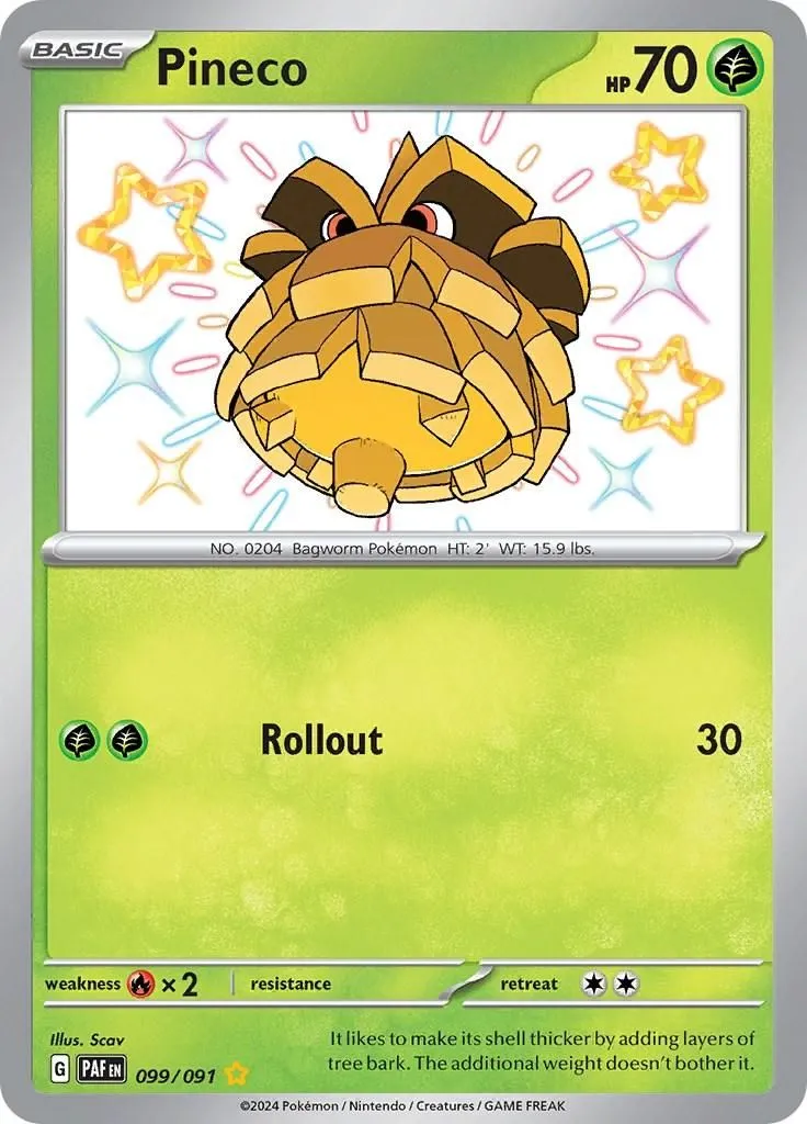 Pineco - 099/091 SV: Paldean Fates Shiny Rare Pokemon