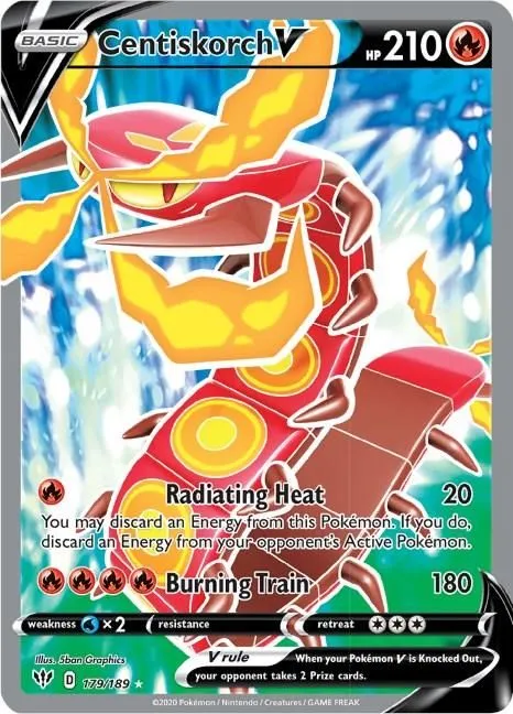 Centiskorch V (Full Art) 179/189 SWSH03: Darkness Ablaze Ultra Rare Pokemon