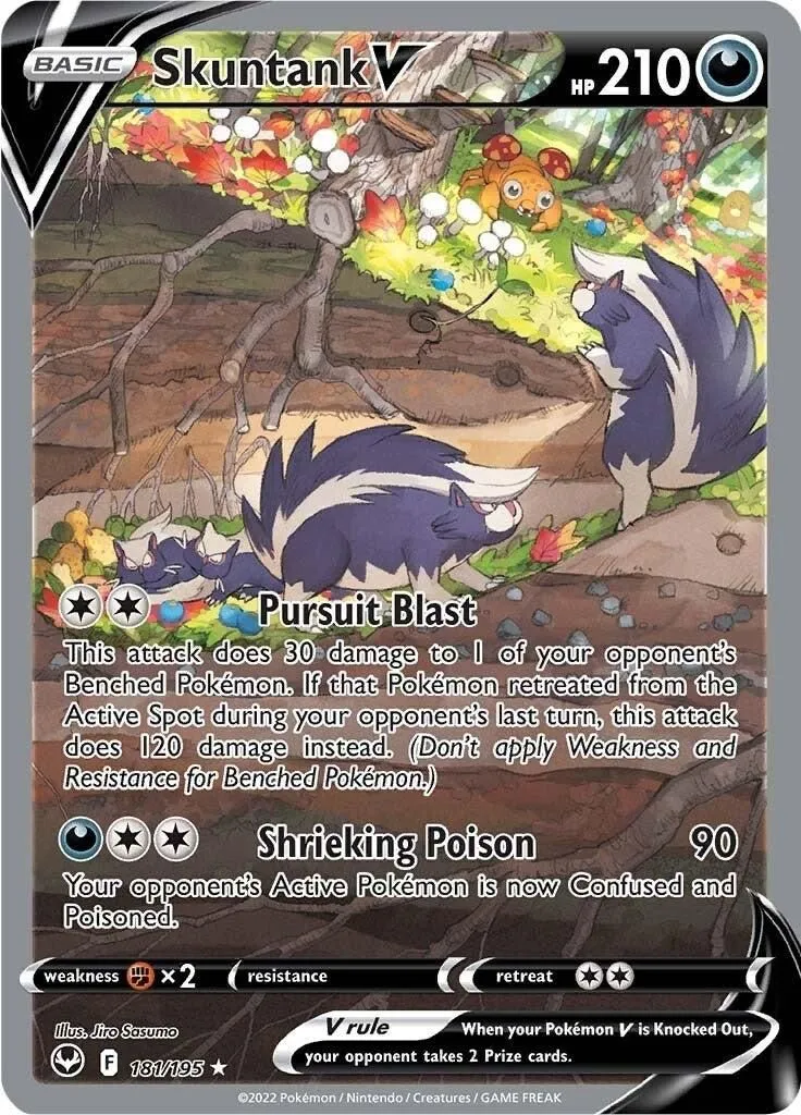 Skuntank V (Alternate Full Art) 181/195 SWSH12: Silver Tempest Ultra Rare Pokemon
