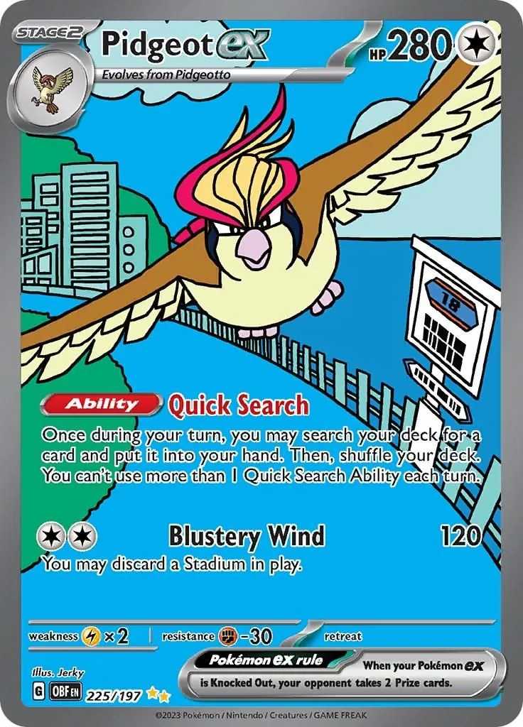 Pidgeot ex - 225/197 SV03: Obsidian Flames Special Illustration Rare Pokemon