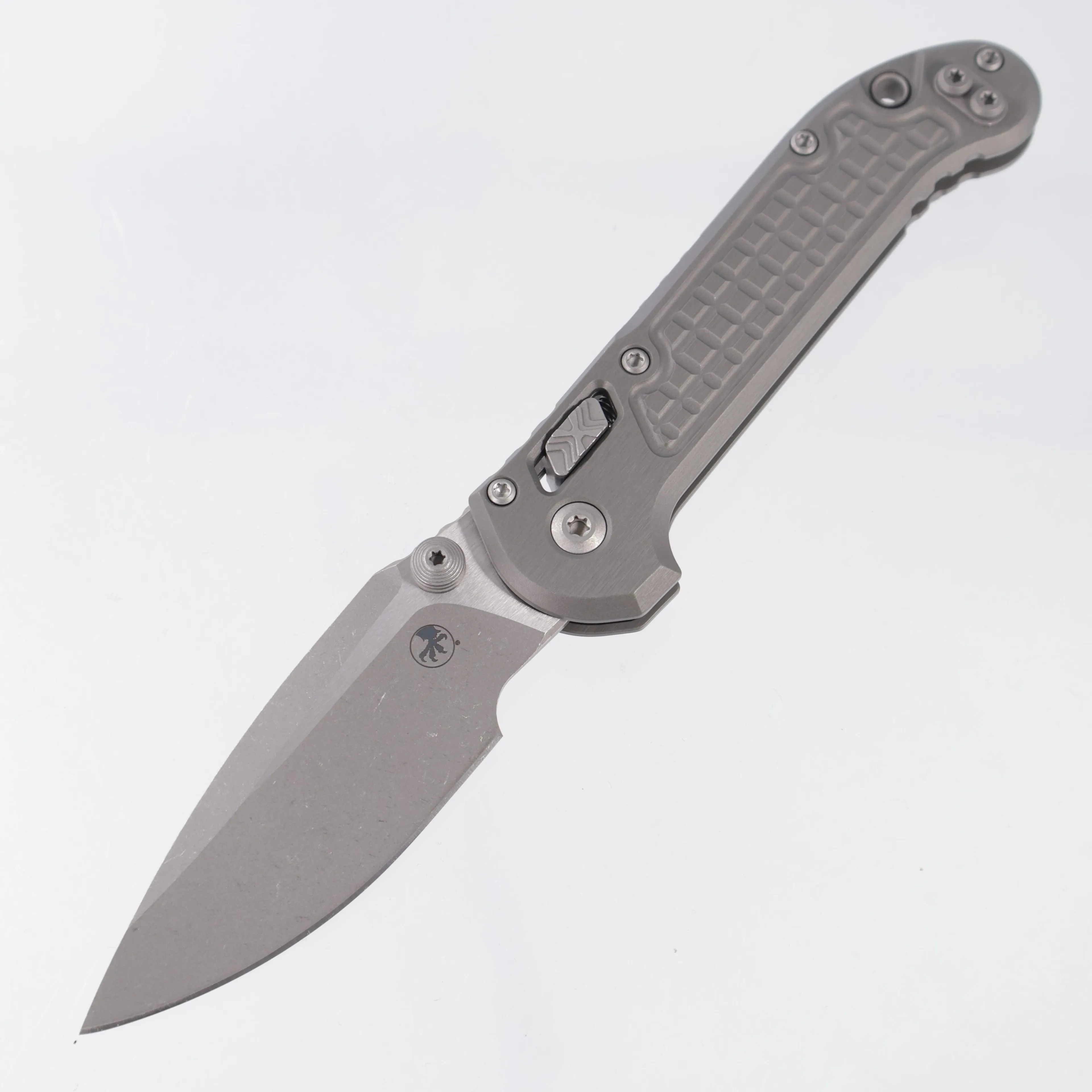 Microtech LUDT Ram-Lok Single Edge - Natural Clear Frag Aluminum - Apocalyptic M390MK - 11135RL-10 APFRNC