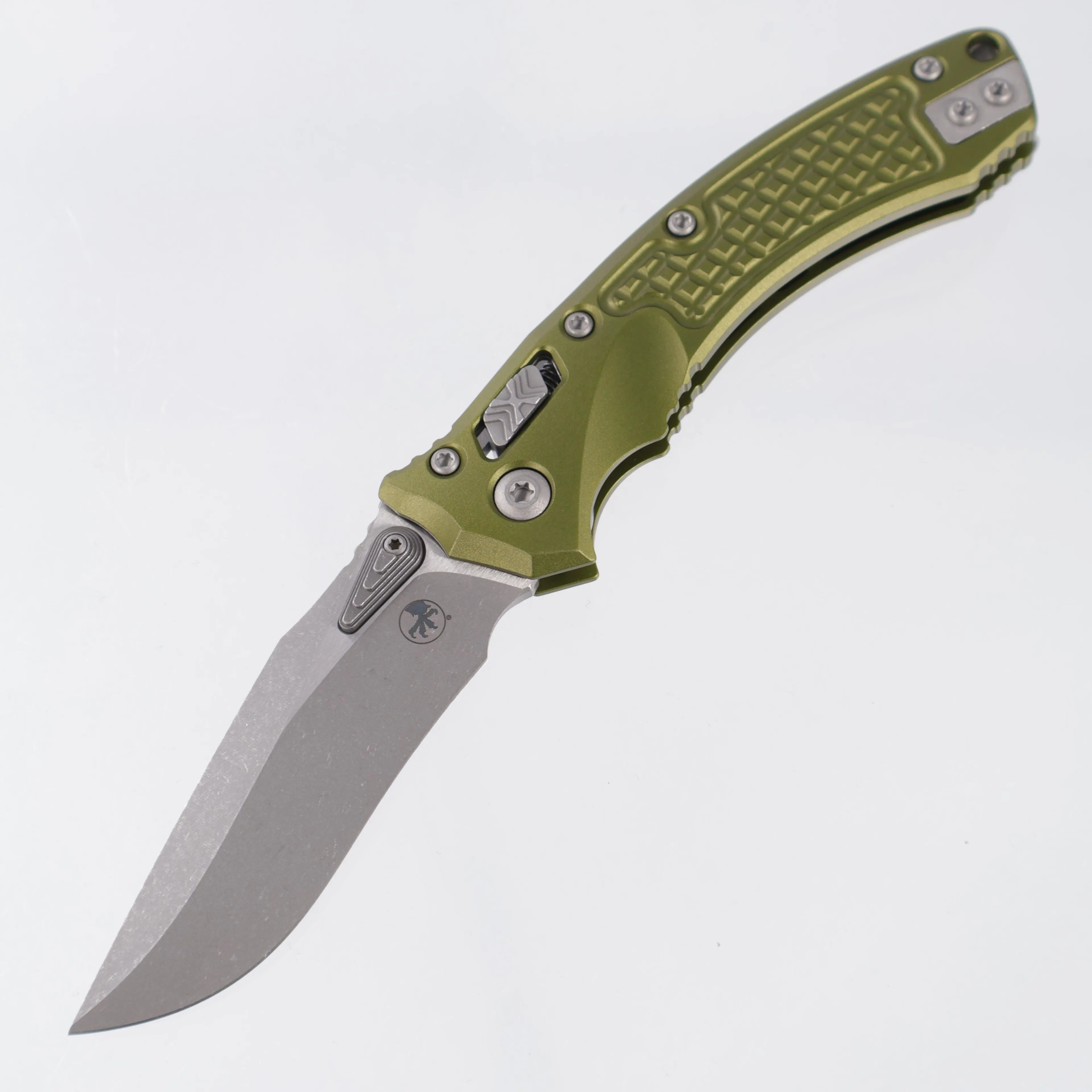 Microtech Amphibian Mini - OD Green Frag Aluminum - Apocalyptic M390MK - 137MRL-10 APFROD