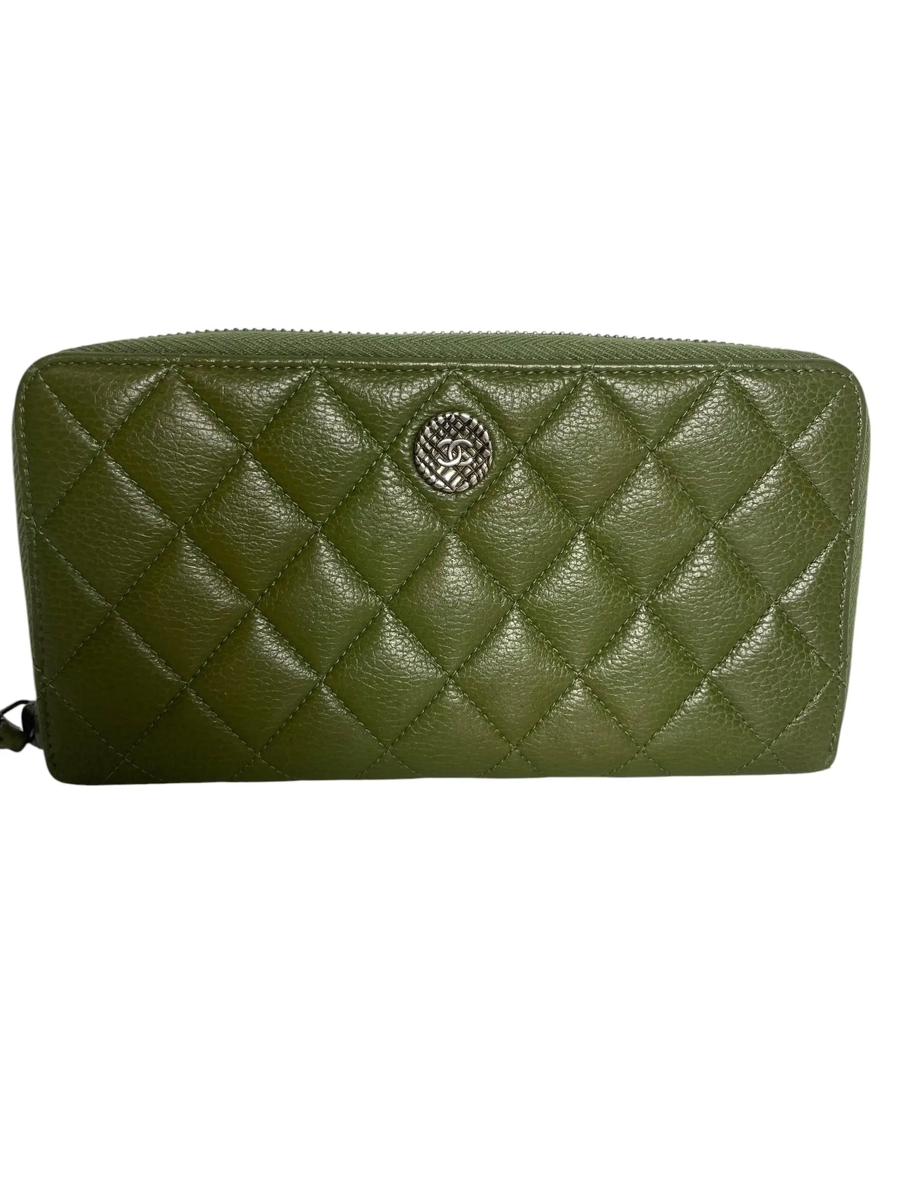 Chanel Zip-Around Continental Wallet Green T8536