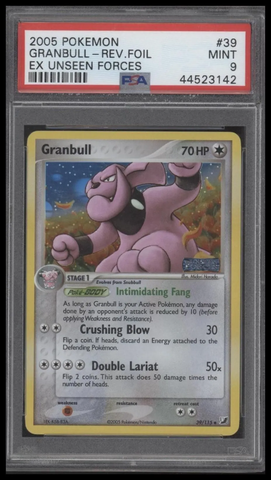 2005 Pokemon Ex Unseen Forces Granbull-Rev.Foil 9 PSA #39