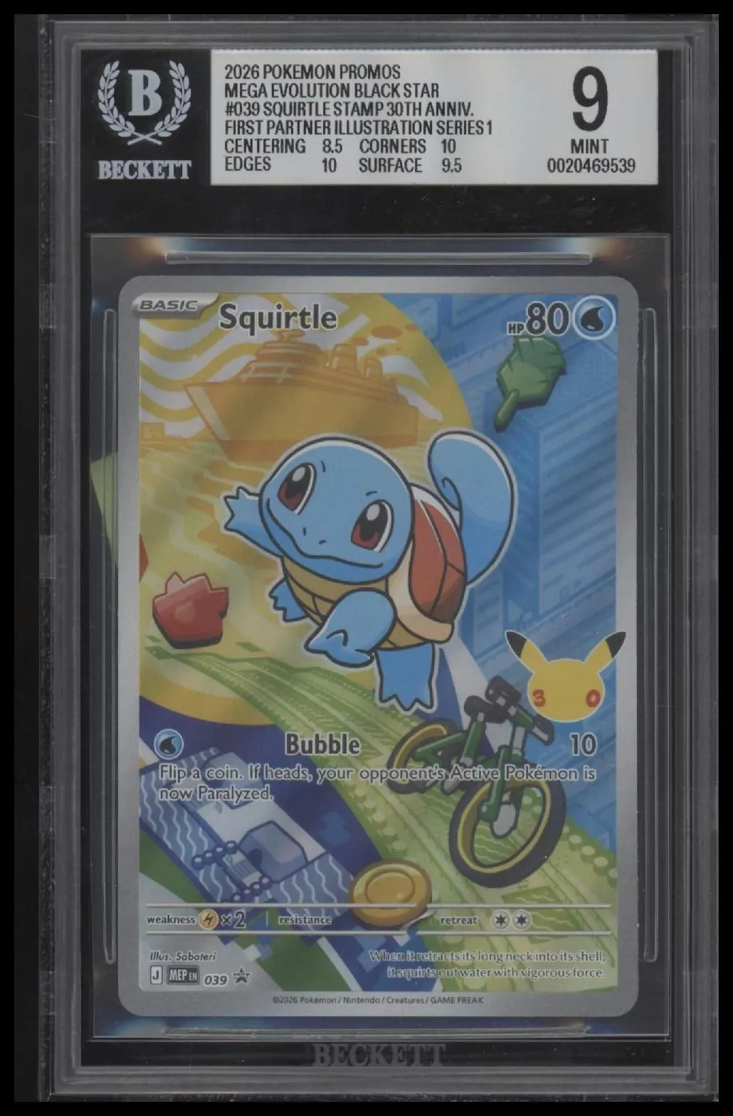 2026 Pokemon ME Black Star Promos Squirtle (First Partner) 9.0 BGS #039