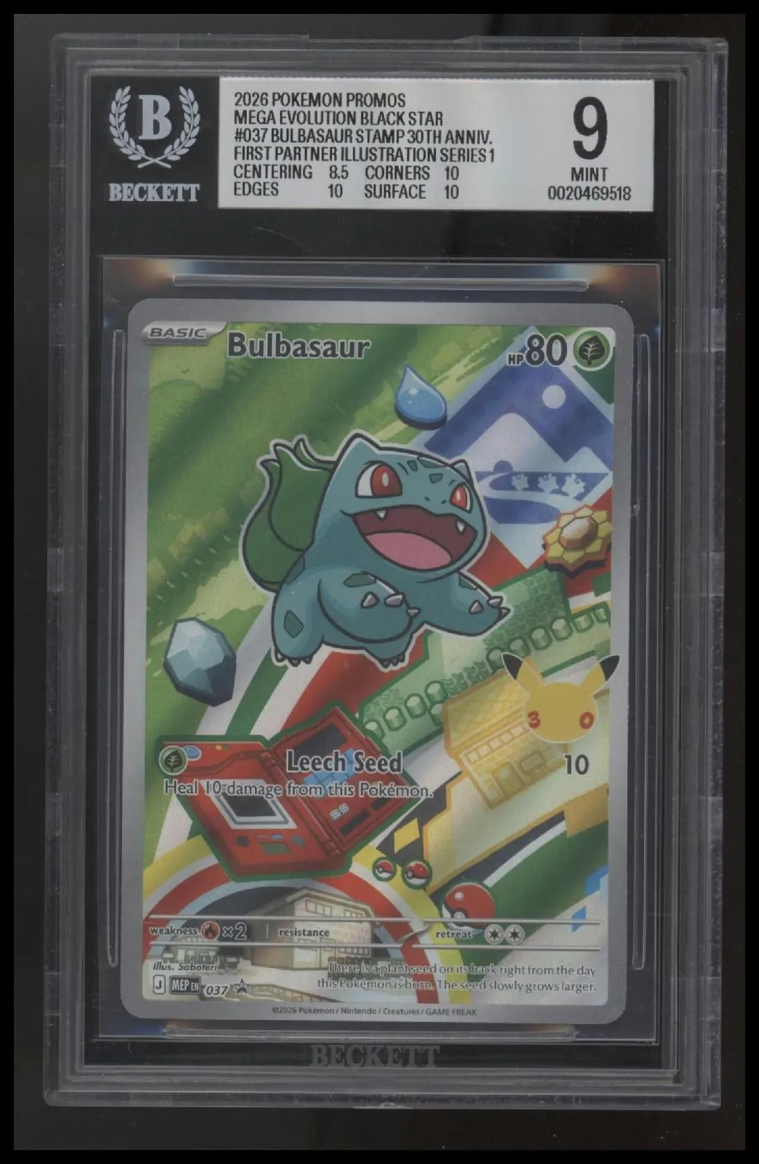 2026 Pokemon M E Black Star Promos Bulbasaur (First Partner) 9.0 BGS #037