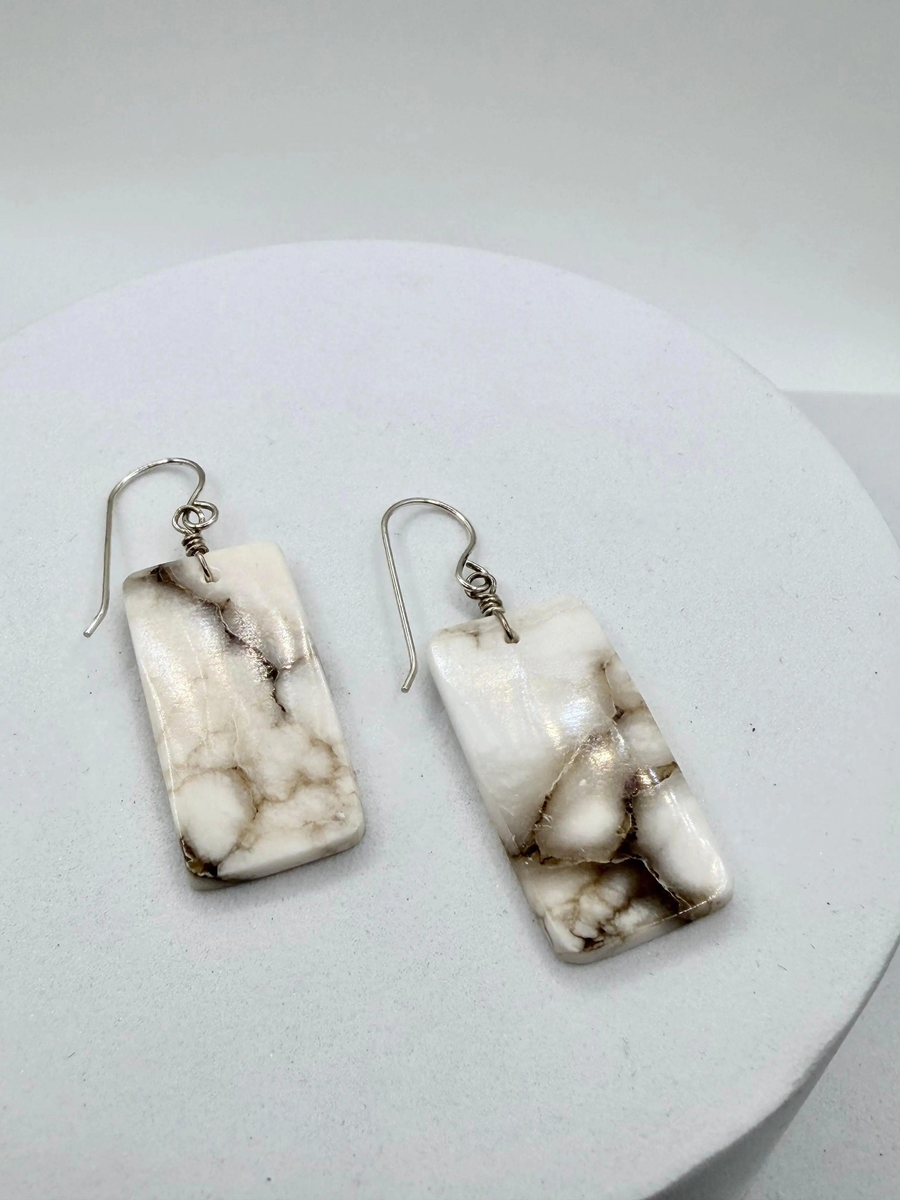 WHITE JASPER FISHHOOK EARRINGS (ELW 7)