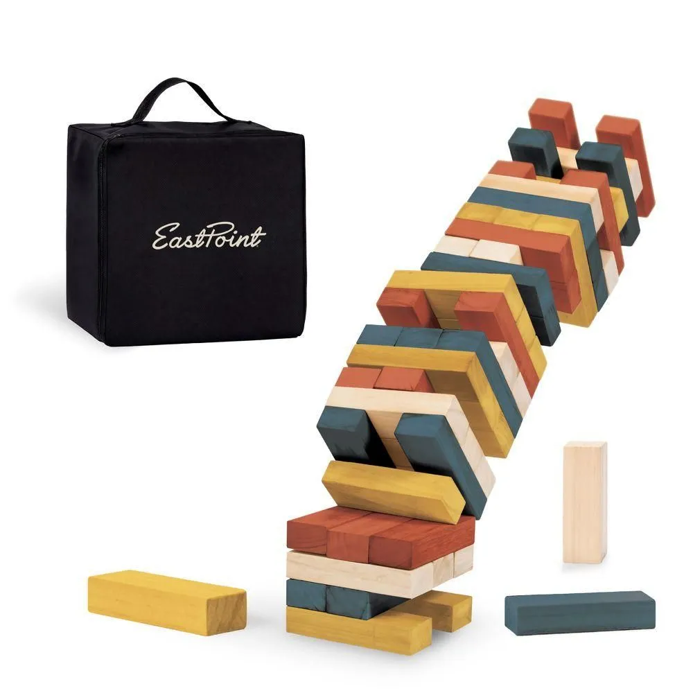 Open-box - Eastpoint XL Wooden Stacking Game 54 Oversized Blocks with Storage Bag for