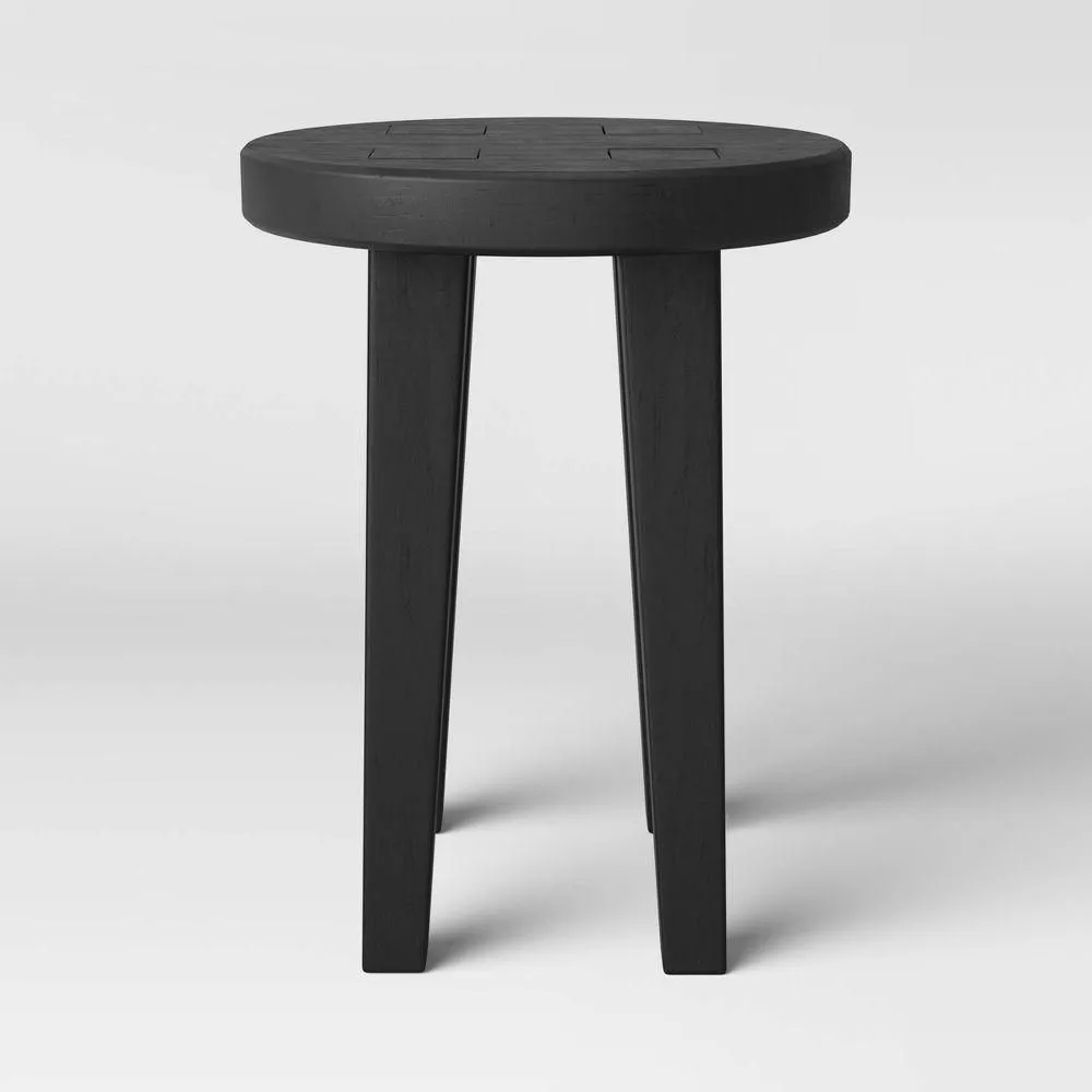 New without box - Woodland Short Carved Wood Table Black - Threshold: No Assembly