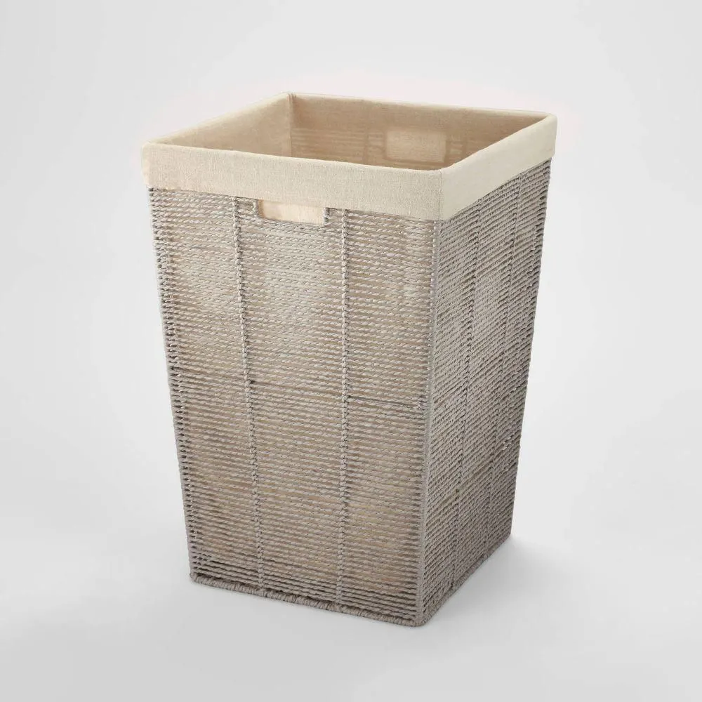 New without box - Twisted Rope Hamper Gray - Brightroom: Open-Top Laundry Storage with