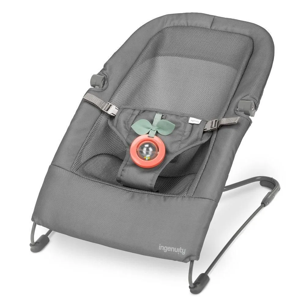 New without Tags - Ingenuity Stow & Go Compact Folding Baby Bouncer and Rocker - Gray