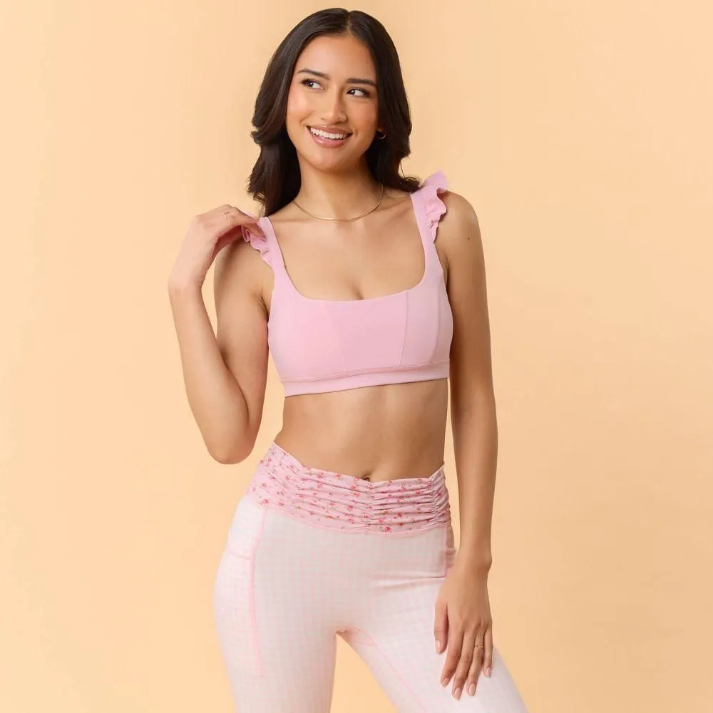 New without Tags - Blogilates Women's Ruffle Corset Sports Bra - Pink XS