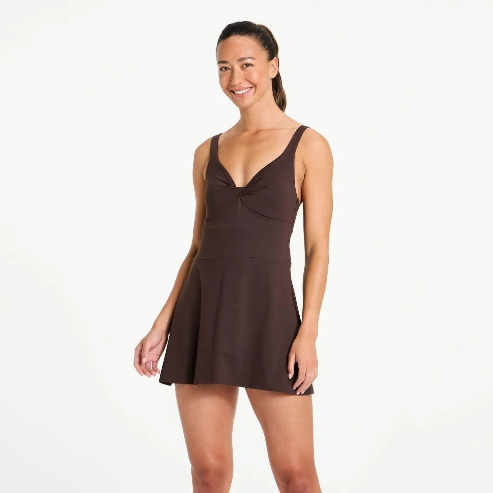 New without Tags - Women's Athletic Twist-Front Dress - All In Motion Dark Brown XS