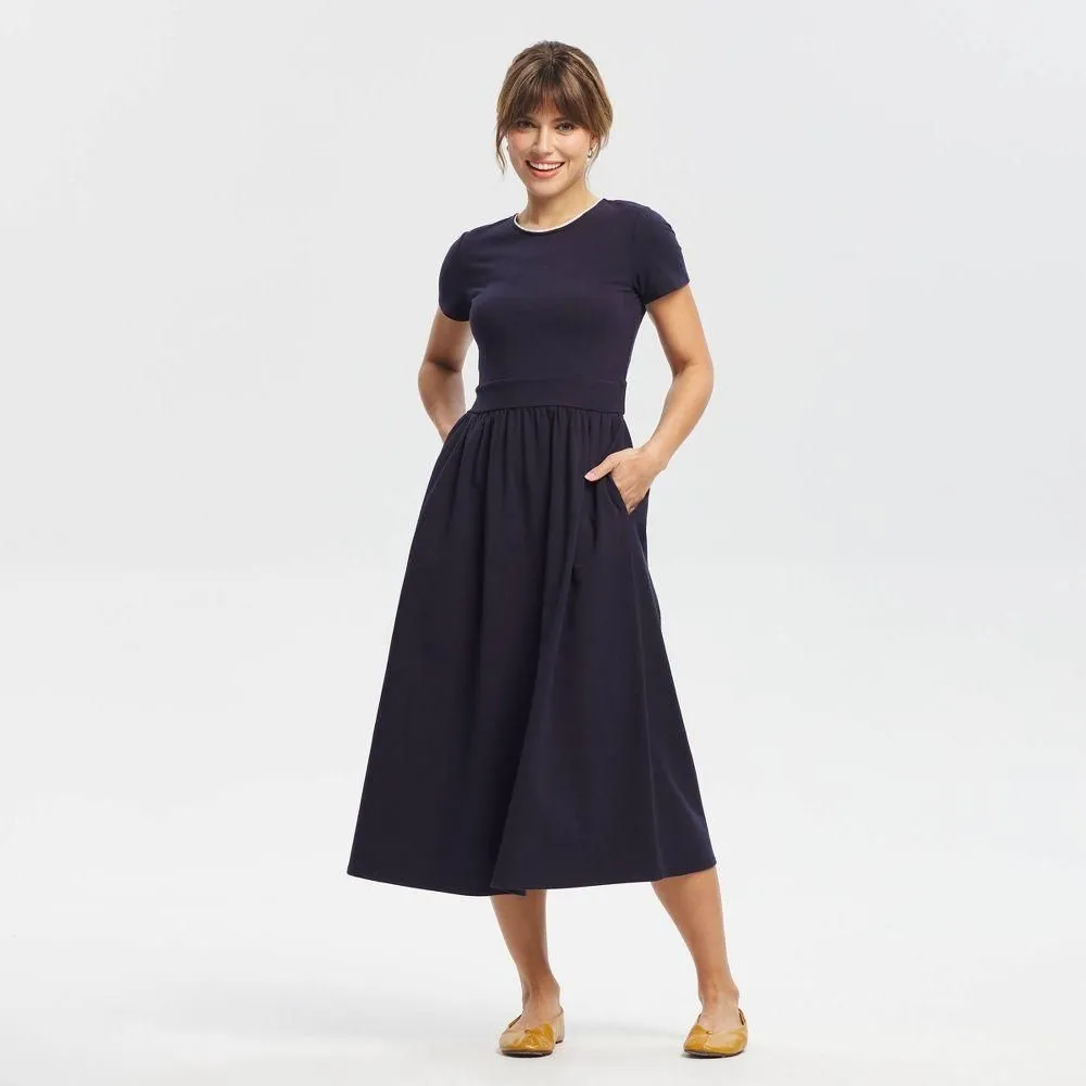 New without Tags - Size: XXL - Women's Short Sleeve Lace Trim Knit Dress - Universal Thread Navy Blue