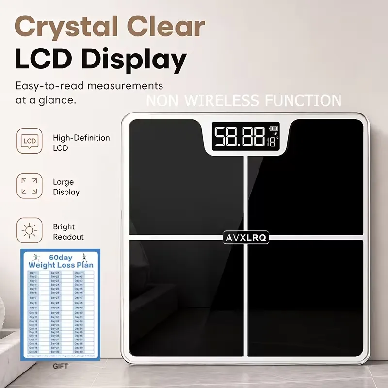 TM-0179 | Body Weight Scale with LCD Display & Temperature Suitable for, Anti-Slip Bath Scale