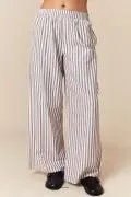 Striped Seersucker Woven Wide Leg Pants