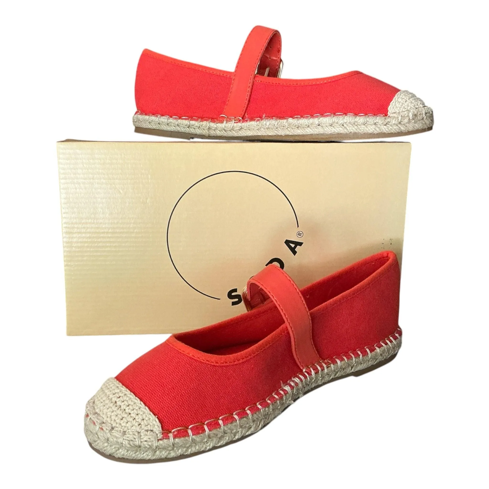SODA Orange Espadrille Mary Jane Flats